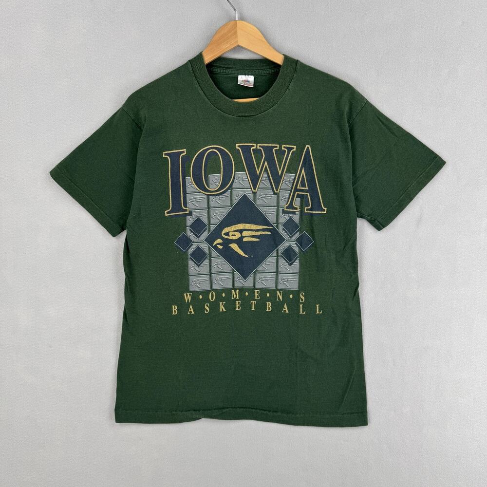 Vintage Iowa Hawkeyes Shirt Mens Large Green NCAA Womens Basketball Tee 90s